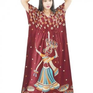 BDROX Daman Print Pure Cotton Maroon Kaftan