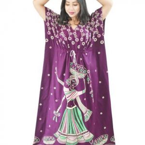 BDROX Daman Print Pure Cotton Purple Kaftan
