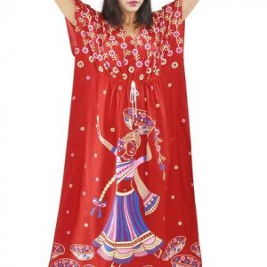 BDROX Daman Print Pure Cotton Red Kaftan