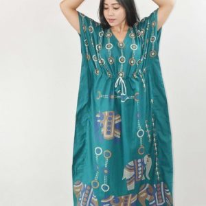 BDROX Pure Cotton Daman Print Mint Green Kaftan
