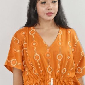 BDROX Pure Cotton Daman Print Orange Kaftan