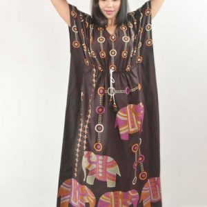 BDROX Pure Cotton Daman Print Brown Kaftan