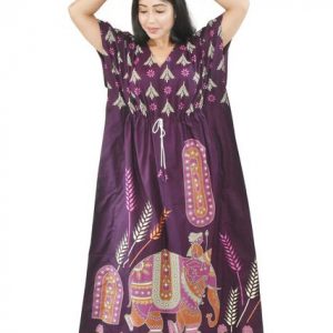 BDROX Pure Cotton Daman Print Dark Purple Kaftan