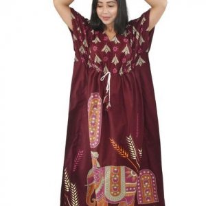 BDROX Pure Cotton Daman Print Maroon Kaftan