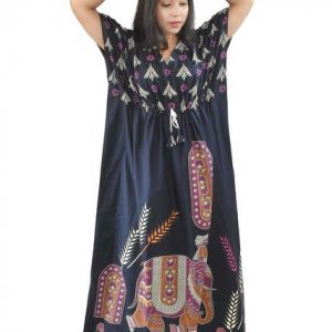 BDROX Pure Cotton Daman Print Navy Blue Kaftan