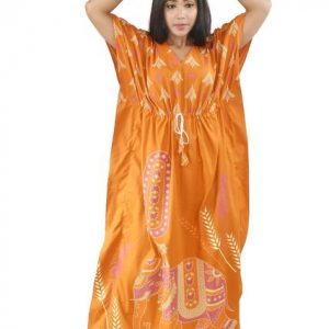 BDROX Pure Cotton Daman Print Orange Kaftan