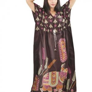 BDROX Pure Cotton Daman Print Black Kaftan