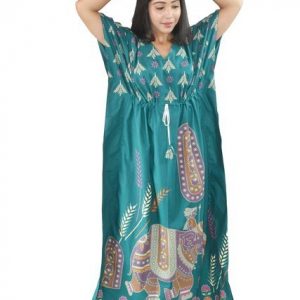 BDROX Pure Cotton Daman Print Sea Green Kaftan