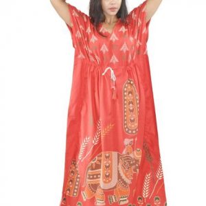 BDROX Pure Cotton Daman Print Red Kaftan