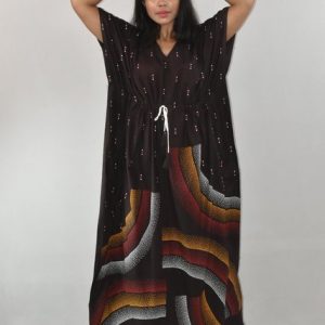 Brown Pure Cotton Daman Print Kaftan