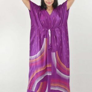 Purple Pure Cotton Daman Print Kaftan