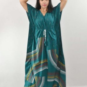 Mint Green Pure Cotton Daman Print Kaftan