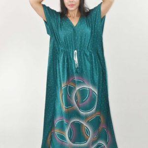 Mint Green Pure Cotton Daman Print Kaftan