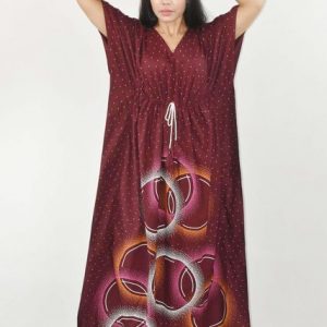 Maroon Pure Cotton Daman Print Kaftan