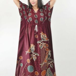 Maroon Pure Cotton Daman Print Kaftan