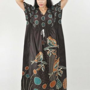 Brown Pure Cotton Daman Print Kaftan