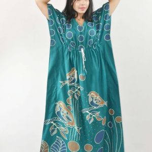 Mint Green Pure Cotton Daman Print Kaftan