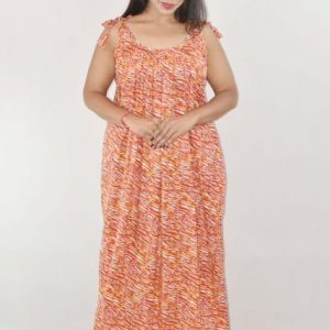 BDROX Pure Cotton Yellow Ribbon Maxi Nighty