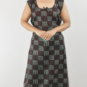 Coffee Cotton Maxi Nighty Round Neck & Sleeveless