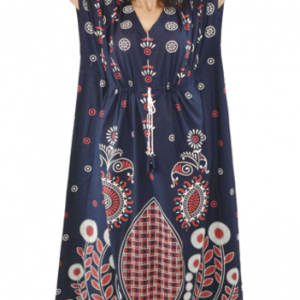 BDROX Damon Print Navy Blue Kaftan Nighty