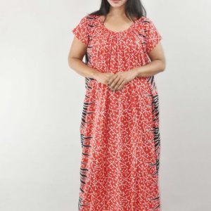 BDROX Red Round Neck Maxi Nighty
