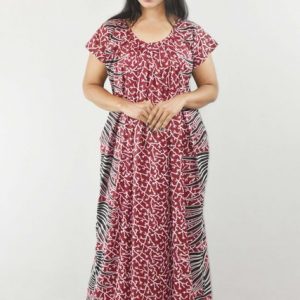Maroon Round Neck Maxi Nighty