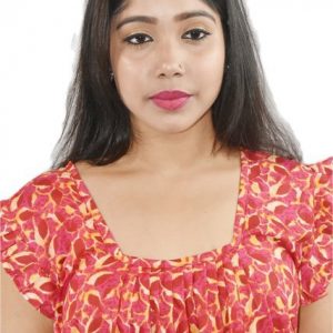 Maroon Maxi Nighty Square Neck Short Sleeves with Pleats