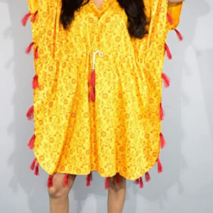BDROX Jamdani Yellow Flwer with small Leaves nighty_Amazon#BFGNRF00000000069