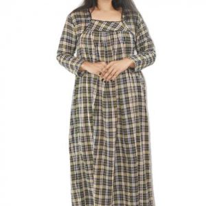 BDROX Yellow Winter Woolen Cotton Nighty Square neck With Pippin
