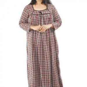 BDROX Maroon Winter Woolen Cotton Nighty Square neck With Pippin