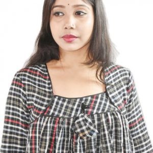 BDROX Black & Red Winter Woolen Cotton Nighty Square neck With Pippin