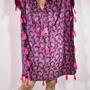 BDROX Jamdani Leaves Printed Purple nighty_amazon#BFCNRF00000000266
