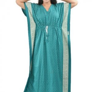 BDROX Pure Cotton Sky Blue Kaftan Nighty