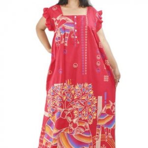 Pink square neck cod Front button with Pleats