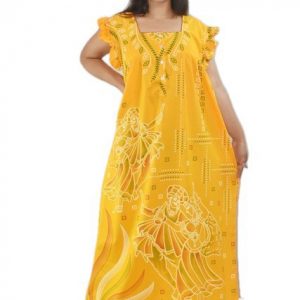 Yellow square neck cod Front button with Pleats