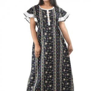 Blue Round Neck Butterfly sleeves