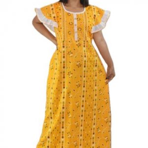 Yellow Round Neck Butterfly sleeves