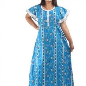 Blue Round Neck Butterfly sleeves