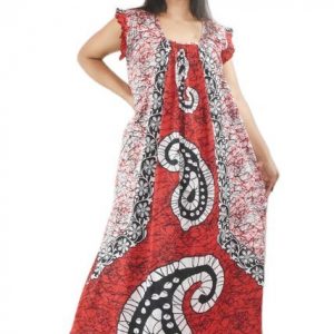 Red square neck Pleated Sleeve