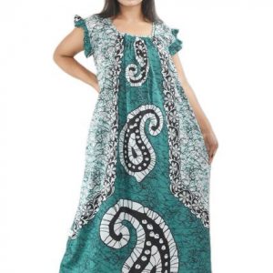 Green square neck Pleated Sleeve