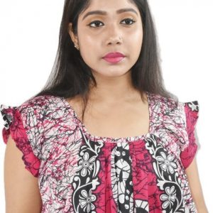 Pink square neck Pleated Sleeve