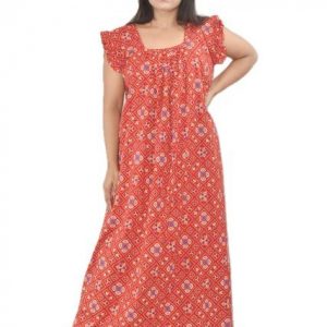 Red square neck Pleated Sleeve