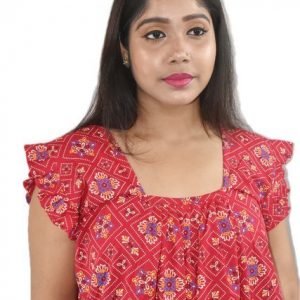Pink square neck Pleated Sleeve