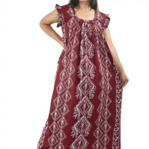 Maroon Square neck Pleated Sleeve