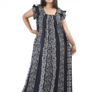 Navy Blue Square neck Pleated Sleeve