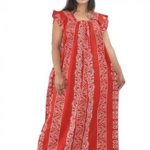 Red Square neck Pleated Sleeve