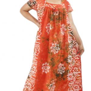 Orange Pure cotton Square Neck Short Sleeves With Chord