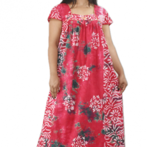 Pink Pure cotton Square Neck Short Sleeves With Chord