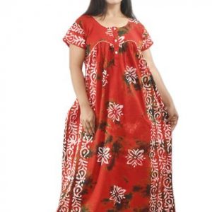 Red Pure cotton Round Neck Chord With Front Button