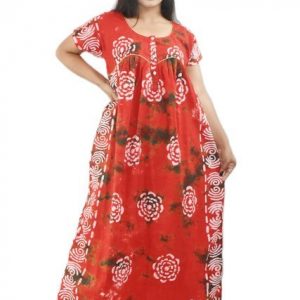 Red Pure cotton Round Neck Chord With Front Button